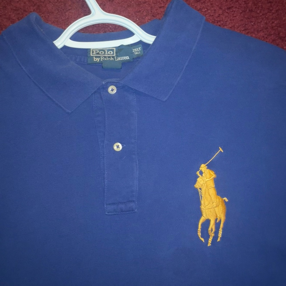 Ralph Lauren Blue Polo Shirt with Gold Logo